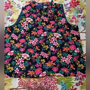 J. Crew Floral Sleeveless Blouse Ruffle Neck Size XXL
